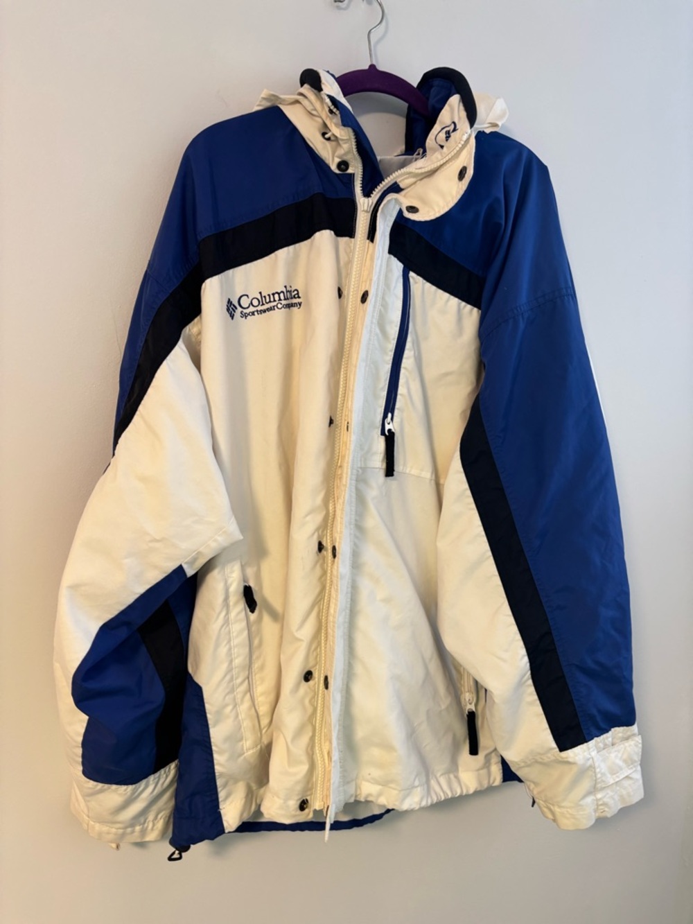 Columbia Vintage 90s Navy and White Sportswear Jacket Sportswear Company Large